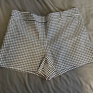 LOFT Navy and White Checkered Shorts